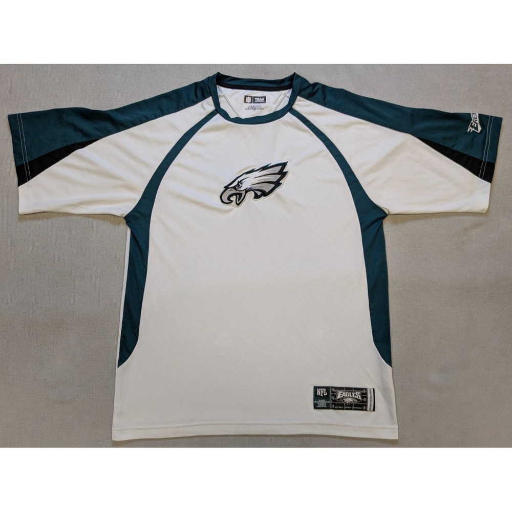 Philadelphia Eagles Shirt Mens Medium White Green Performance Embroidered NFL